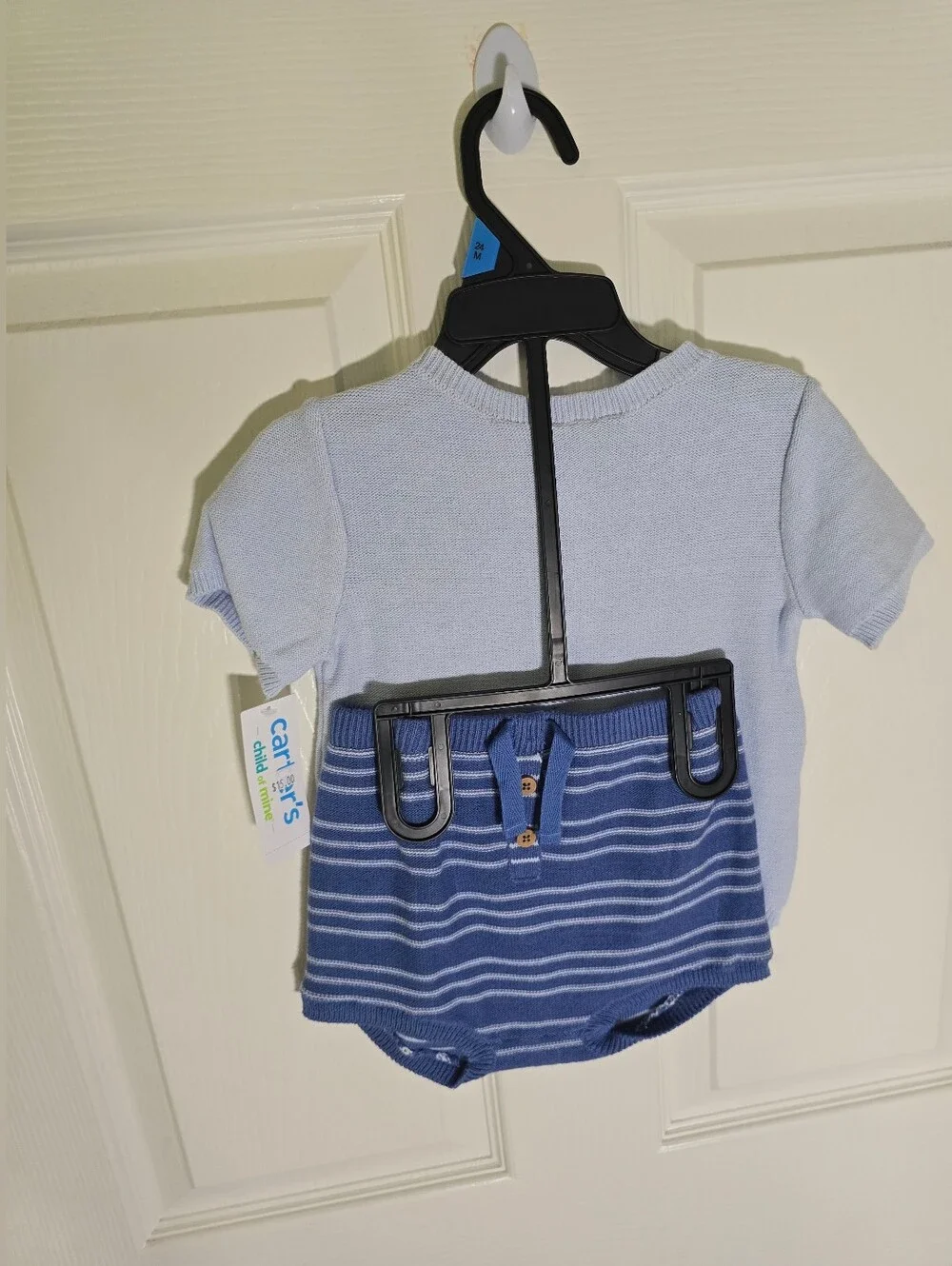 NWT Carter's Baby Boys Fish Knit Shirt Short Blue Set 24M